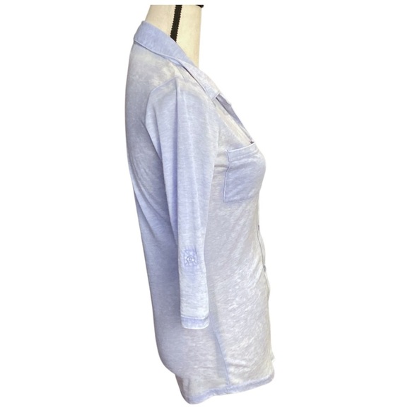 Sugar Rush Form Fitting Stretchy Roll Tab Half Sleeve Blouse Pale Lavender Small - Picture 3 of 6